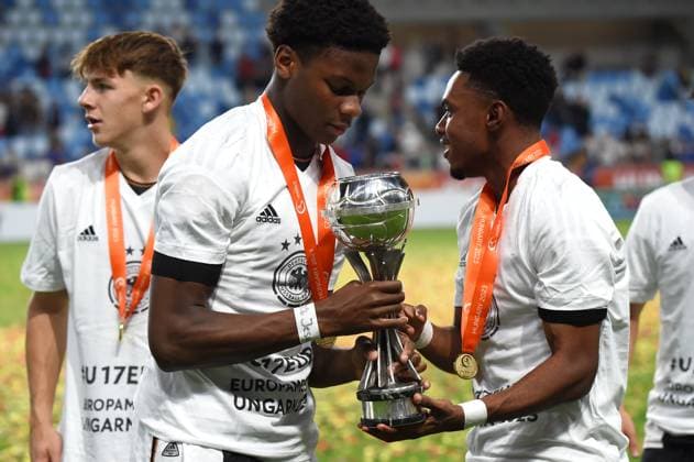 June 2, 2023, Felcsut, Fejer County, Hungary: The team of Germany celebrates after winning the European Under 17 Championship Final between Germany and France Felcsut Hungary - ZUMAs291 20230602_zip_s291_043 Copyright: xBalintxSzentgallayx