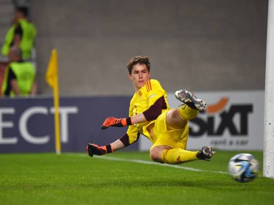 June 2, 2023, Felcsut, Fejer County, Hungary: Max Schmitt of Germany on the penalty shoot-out on the European Under 17 Championship Final between Germany and France Felcsut Hungary - ZUMAs291 20230602_zip_s291_037 Copyright: xBalintxSzentgallayx