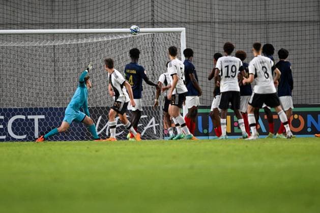 UEFA European Football Championship - Under 17 Final - Germany vs France the goalkeeper France U17, U 17 Ä™s Paul Argney during the final phase Under-17 Championship Hungary 2023 soccer match Germany U17 vs. France U17 at the Nandor Hidegkuti Stadion stadium in Budapest, Hungary, 2nd of June 2023 Budapest Hidegkuti Nandor Stadium Hungary Copyright: xVinnyxOrlandox xLiveMediax LPS_959212