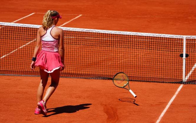 Mandatory Credit: Photo by Javier Garcia Shutterstock (13944030ax) Mirra Andreeva throws her racquet during her third round defeat French Open Tennis, Day 7, Roland Garros, Paris, France - 03 June 2023 French Open Tennis, Day 7, Roland Garros, Paris, France - 03 June 2023  Copyright: xJavierxGarcia Shutterstockx 13944030ax