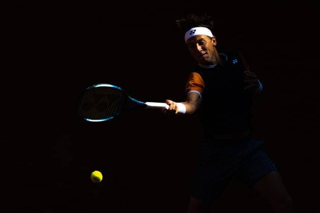 230603 Casper Ruud of Norway competes in men?s third round singles tennis match during Roland-Garros on June 3, 2023 in Paris. Photo: Vegard Grott BILDBYRAN kod VG VG0446 bbeng tennis french open franska öppna ATP, Tennis Herren roland garros grand slam norge Copyright: VEGARDxGRoTT BB230603VG025