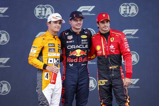 VERSTAPPEN Max (ned), Red Bull Racing RB19, portrait SAINZ Carlos (spa), Scuderia Ferrari SF-23, portrait NORRIS Lando (gbr), McLaren F1 Team MCL60, portrait during the Formula 1 AWS Gran Premio de Espana 2023, 7th round of the 2023 Formula One World Championship, WM, Weltmeisterschaft from June 2 to 4, 2023 on the Circuit de Barcelona-Catalunya, in Montmelo, Spain - F1 - SPANISH GRAND PRIX 2023 DPPI Panoramic 00123014__R5_8574