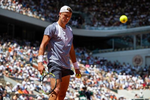230603 Holger Rune of Denmark competes in men?s third round singles tennis match during Roland-Garros on June 3, 2023 in Paris. Photo: Vegard Grott BILDBYRAN kod VG VG0446 bbeng tennis french open franska öppna ATP, Tennis Herren roland garros grand slam danmark Copyright: VEGARDxGRoTT BB230603VG058