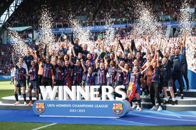 EINDHOVEN, 03-06-2023 ,Philips Stadium, UEFA Womens Champions League Final, Barcelona - Wolfsburg CL Final (women) , season 2022 2023, during the match Barcelona - Wolfsburg CL Final (women) Barcelona winner 3-2 Barcelona - Wolfsburg CL Final (women)  x21201020x Copyright: