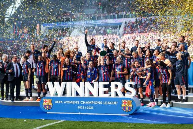EINDHOVEN, 03-06-2023 ,Philips Stadium, UEFA Womens Champions League Final, Barcelona - Wolfsburg CL Final (women) , season 2022 2023, during the match Barcelona - Wolfsburg CL Final (women) Barcelona winner 3-2 Barcelona - Wolfsburg CL Final (women)  x21201024x Copyright: