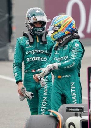 Formel 1 AWS Grand Prix von Spanien 2023 03.06.2023, Circuit de Catalunya, Barcelona, Formel 1 AWS Grand Prix von Spanien 2023 , im Bild Lance Stroll (CAN), Aston Martin Aramco Cognizant Formula One Team, Fernando Alonso (ESP), Aston Martin Aramco Cognizant Formula One Team