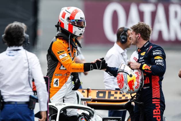 4 Lando Norris (GBR, McLaren F1 Team), 1 Max Verstappen (NLD, Oracle Red Bull Racing), F1 Grand Prix of Spain at Circuit de Barcelona-Catalunya on June 3, 2023 in Barcelona, Spain. (Photo by HOCH ZWEI) Barcelona Spain