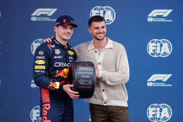 1 Max Verstappen (NLD, Oracle Red Bull Racing), Mason Mount, F1 Grand Prix of Spain at Circuit de Barcelona-Catalunya on June 3, 2023 in Barcelona, Spain. (Photo by HOCH ZWEI) Barcelona Spain