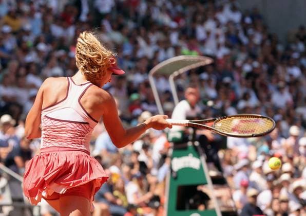 Mirra Andreeva of Russia plays against Coco Gauff of the US during their third-round match at the Roland Garros French Tennis Open in Paris, France, on Saturday, June 3, 2023. Gauff won 7-6, 6-1, 6-1.  PAR20230603113 MAYAxVIDON-WHITE
