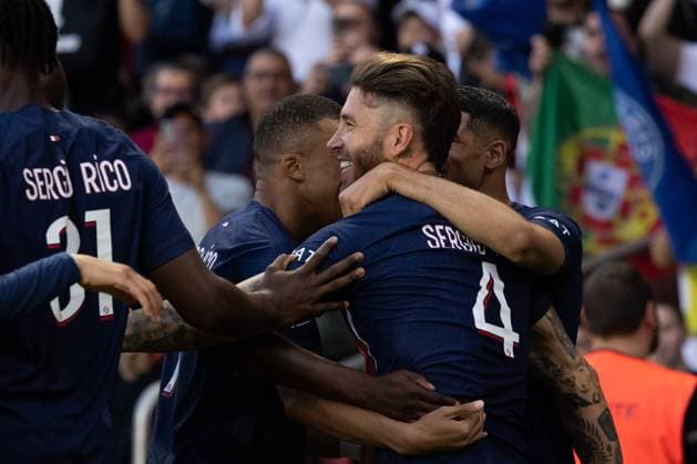 Paris, France, June 3, 2023 - Paris Saint Germain s Spanish defender Sergio Ramos celebrates his goal during the French L1 football match between Paris Saint Germain (PSG) and Clermont Foot 63 at the Parc des Princes Stadium.  Copyright: xAlexisxSciardx