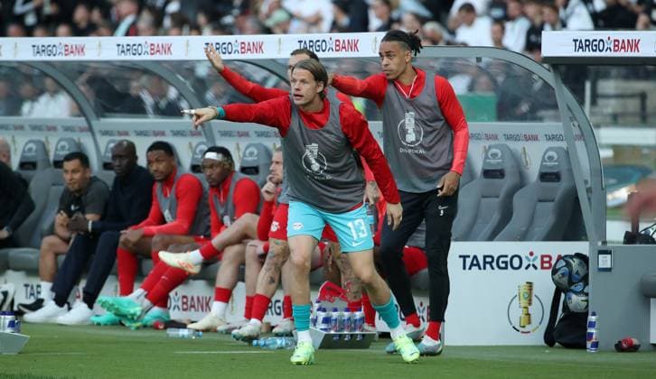 Torwart Örjan Nyland, Yussuf Poulsen Fußball Fussball Finale DFB Pokal 2023 Saison 2022 2023 03.06.2023 RasenBall Sport RB Leipzig RBL vs SG Eintracht Frankfurt SGE *** Goalkeeper Örjan Nyland, Yussuf Poulsen sports soccer soccer final DFB Pokal 2023 season 2022 2023 03 06 2023 RasenBall sports RB Leipzig RBL vs SG Eintracht Frankfurt SGE