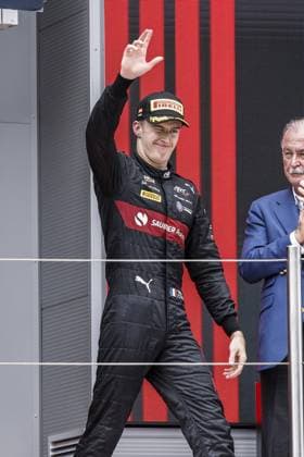 POURCHAIRE ThÃ o (fra), ART Grand Prix, Dallara F2, portrait podium during the Formula 1 AWS Gran Premio de Espana 2023, 7th round of the 2023 Formula One World Championship, WM, Weltmeisterschaft from June 2 to 4, 2023 on the Circuit de Barcelona-Catalunya, in Montmelo, Spain - F1 - SPANISH GRAND PRIX 2023 DPPI Panoramic  00123014__R3_9981