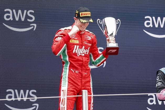VESTI Frederik (dnk), Prema Racing, Dallara F2, portrait podium during the Formula 1 AWS Gran Premio de Espana 2023, 7th round of the 2023 Formula One World Championship, WM, Weltmeisterschaft from June 2 to 4, 2023 on the Circuit de Barcelona-Catalunya, in Montmelo, Spain - F1 - SPANISH GRAND PRIX 2023 DPPI Panoramic  00123014__R3_0035