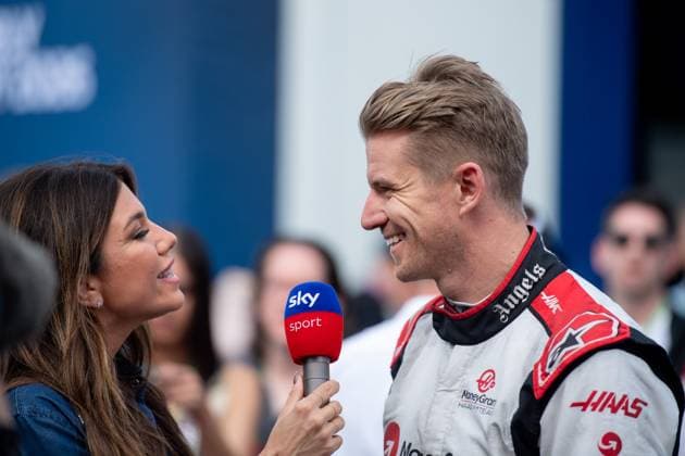 Nico Huelkenberg (GER, Moneygram Haas F1 Team, 27) beim Interview mit Federica Masolin (ITA, Sky TV Moderatorin), ESP, Formel 1 Weltmeisterschaft, Grand Prix von Spanien, Circuit de Barcelona Catalunya, 3. freies Training und Qualifying, 03.06.2023 ESP, Formel 1 Weltmeisterschaft, Grand Prix von Spanien, Circuit de Barcelona Catalunya, 3. freies Training und Qualifying, 03.06.2023 Montmelo Copyright: xEibner Memmlerx EP_MMR