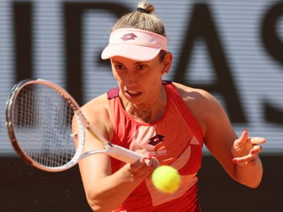 Belgian Elise Mertens pictured in action during a tennis match between Belgian Mertens (WTA28) and Russian Pavlyuchenkova, in the fourth round of the women s singles at the Roland Garros French Open tennis tournament in Paris, France, . BENOITxDOPPAGNE  x68387854x