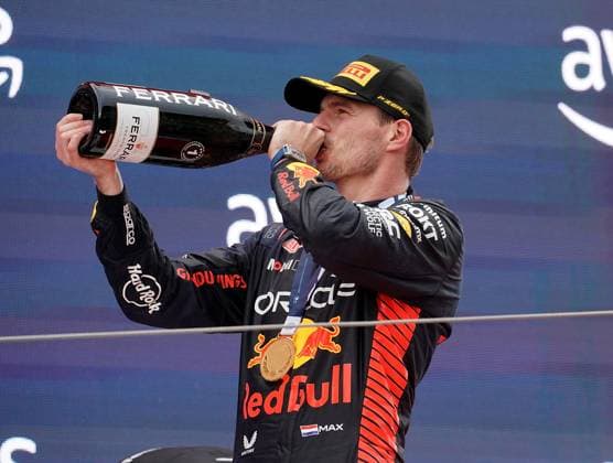 04.06.2023, Circuit de Catalunya, Barcelona, Formel 1 AWS Grand Prix von Spanien 2023 , im Bild Podium: Sieger Max Verstappen (NLD), Oracle Red Bull Racing Barcelona Circuit de Catalunya Catalunya Spain