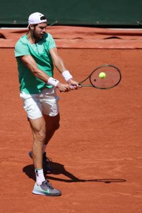 Karen Khachanov, RUS, during fourth round of 2023 French Open at Roland Garros, Paris, 04 06 2023; -