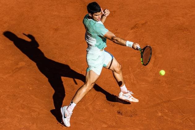 2023 French Open - Day Eight Carlos ALCARAZ (ESP) during his match against Lorenzo MUSETTI (ITA) on Philippe CHATRIER court in The French Open Roland Garros 2023 tennis tournament day eight. Paris France  Copyright: xIbrahimxEzzatx originalFilename:ezzat-notitle230604_npFvY.jpg