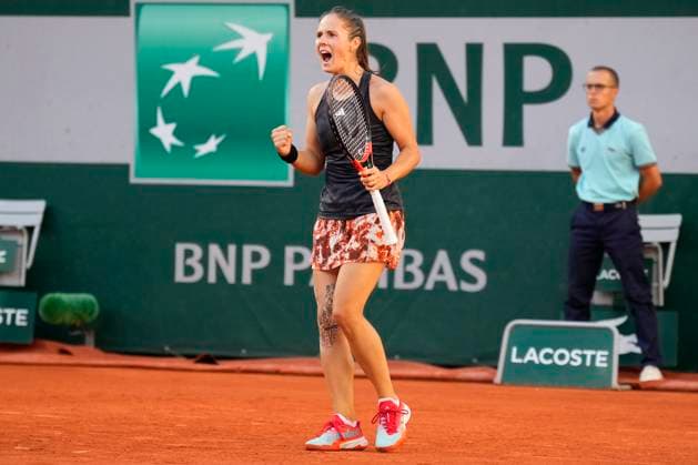 PARIS, FRANCE - JUNE 4: Daria Kasatkina reacts after scoring a big point during 4th round of Roland Garros 2023 match between Elina Svitolina vs Daria Kasatkina at Roland Garros Stadium on June 4, 2023 in Paris, France. (Photo by Glenn Gervot Icon Sportswire) TENNIS: JUN 04 French Open EDITORIAL USE ONLY Icon2306046745