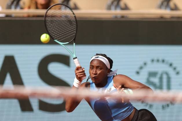 Coco Gauff, USA, during fourth round of 2023 French Open at Roland Garros, Paris, 05 06 2023; -