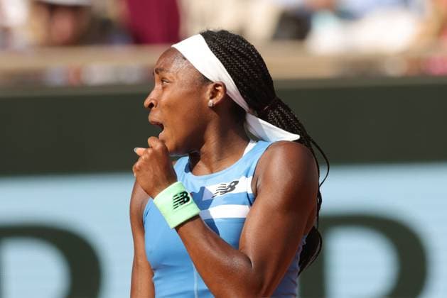 Coco Gauff, USA, during fourth round of 2023 French Open at Roland Garros, Paris, 05 06 2023; -