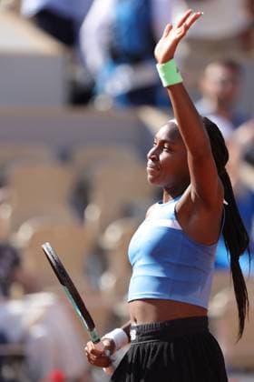 Coco Gauff, USA, during fourth round of 2023 French Open at Roland Garros, Paris, 05 06 2023; -