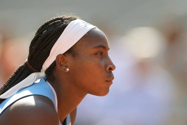 Coco Gauff, USA, during fourth round of 2023 French Open at Roland Garros, Paris, 05 06 2023; -