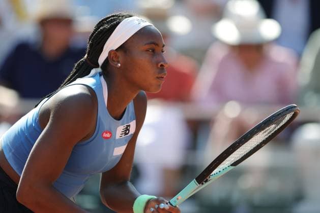 Coco Gauff, USA, during fourth round of 2023 French Open at Roland Garros, Paris, 05 06 2023; -