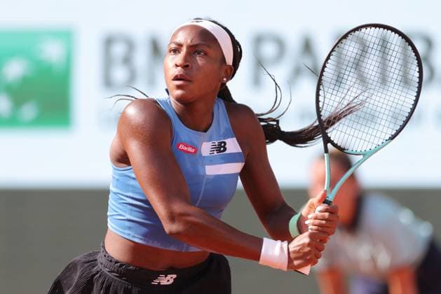 Coco Gauff, USA, during fourth round of 2023 French Open at Roland Garros, Paris, 05 06 2023; -