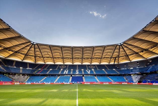 Hamburg, 5. Juni 2023 - Fußball, 1. 2. Bundesliga 2022 23, Relegation, Hamburger SV - VfB Stuttgart: Übersicht des Hamburger Volksparkstadion, Heimspielstätte des HSV DFL REGULATIONS PROHIBIT ANY USE OF PHOTOGRAPHS AS IMAGE SEQUENCES AND OR QUASI-VIDEO.