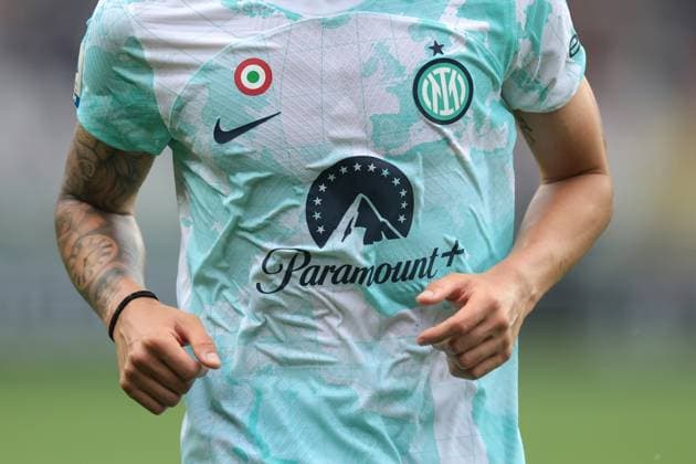 Turin, Italy, 3rd June 2023. FC Internazionale s new sponsor Paramount+ is seen for the first time on the jersey during the Serie A match at Stadio Grande Torino, Turin. Picture credit should read: Jonathan Moscrop Sportimage EDITORIAL USE ONLY. No use with unauthorised audio, video, data, fixture lists, club league logos or live services. Online in-match use limited to 120 images, no video emulation. No use in betting, games or single club league player publications. SPI-2472-0088
