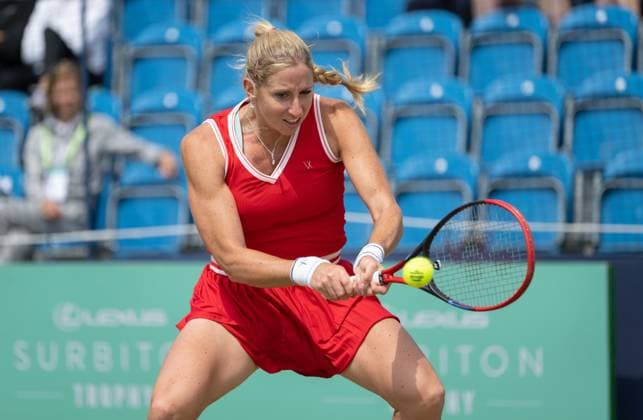 Magali KEMPEN (BEL) playing her match against Harriet Dart (GBR) during the first round of the W100 Surbiton Trophy 2023 during the 3rd day of the 2023 at Surbiton Lawn Tennis Club, Surbiton, England on the 7th June 2023. Copyright: xAlanxStanfordx PMI-5582-0060