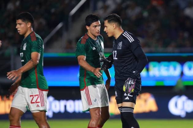 RECORD DATE NOT STATED Seleccion Mexico 2023 Mexico vs Guatemala (L-R), Raul Jimenez and Luis Malagon of Mexico during the game Mexico (Mexican national team, Nationalteam vs Guatemala, corresponding to the Friendly match, at El Kraken Stadium, on June 7, 2023. <br><br> (I-D), Raul Jimenez y Luis Malagon de Mexico durante el partido Mexico (Seleccion Mexicana) vs Guatemala, correspondiente al Partido Amistoso de preparacion, en el Estadio El Kraken, el 7 de junio de 2023. MAZATLAN SINALOA MEXICO Copyright: xCarlosxLopezx 20230607215328_SMN_23_AM_MEX_GUA_JIMENEZ154