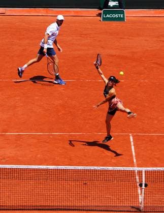 Mandatory Credit: Photo by Javier Garcia Shutterstock (13949272d) Miyu Kato and Tim Puetz in Mixed Doubles Final action French Open Tennis, Day 12, Roland Garros, Paris, France - 08 June 2023 French Open Tennis, Day 12, Roland Garros, Paris, France - 08 June 2023  Copyright: xJavierxGarcia Shutterstockx 13949272d