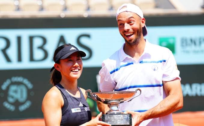 Mandatory Credit: Photo by Javier Garcia Shutterstock (13949272g) Miyu Kato and Tim Puetz win the Mixed Doubles Final French Open Tennis, Day 12, Roland Garros, Paris, France - 08 June 2023 French Open Tennis, Day 12, Roland Garros, Paris, France - 08 June 2023  Copyright: xJavierxGarcia Shutterstockx 13949272g