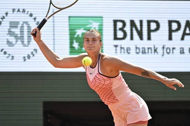 Tennis : Roland Garros 2023 - France - Aryna Sabalenka - Bielorussie Tennis : Roland Garros 2023 - France - 08 06 23 ChrysleneCaillaud Panoramic 