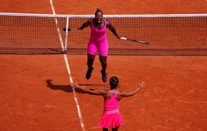 Mandatory Credit: Photo by Javier Garcia Shutterstock (13949278b) Taylor Townsend and Leylah Fernandez celebrates reaching the Ladies Doubles Final French Open Tennis, Day 13, Roland Garros, Paris, France - 09 June 2023 French Open Tennis, Day 13, Roland Garros, Paris, France - 09 June 2023  Copyright: xJavierxGarcia Shutterstockx 13949278b