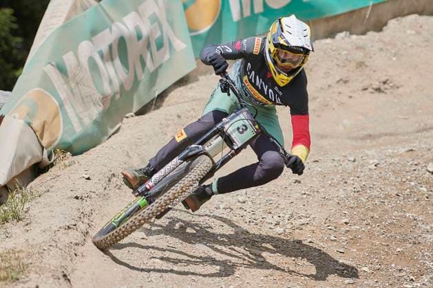 2023 UCI Mountain Bike World Series Downhill World Cup Junior Men, Lenzerheide, Schweiz Lenzerheide, Schweiz. 9. Juni 2023. KIEFER Henri GER während des Downhill Finals der Junior Männer am UCI Mountain Bike World Series 2023 in Lenzerheide.