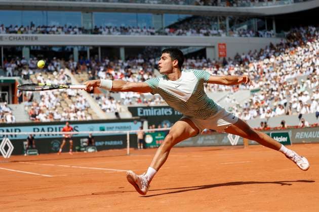 Carlos Alcaraz (ESP), Herren Einzel, Halbfinale Tennis - French Open 2023 - Grand Slam ATP, Tennis Herren WTA, Tennis Damen ITF - Roland Garros - Paris - - France - 9 June 2023. Copyright: xJuergenxHasenkopfx
