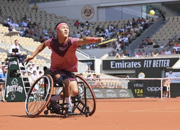Sport Bilder des Tages Wheelchair tennis: French Open Japan s Tokito Oda plays against Britain s Alfie Hewett in the men s wheelchair singles final at the French Open tennis tournament in Paris on June 10, 2023.  A14AA0001569034P 
