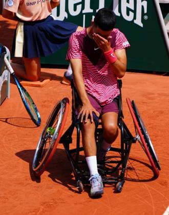Mandatory Credit: Photo by Javier Garcia Shutterstock (13949279m) An emotional Tokito Oda celebrates winning the Wheelchair Singles Final French Open Tennis, Day 14, Roland Garros, Paris, France - 10 June 2023 French Open Tennis, Day 14, Roland Garros, Paris, France - 10 June 2023  Copyright: xJavierxGarcia Shutterstockx 13949279m