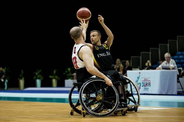 IWBF Rollstuhlbasketball Weltmeisterschaft Dubai 2022, Kanada - Deutschland, 10.06.2023 Lee Melymick (Kanada, 10), Thomas Boehme (Deutschland, 13) IWBF Rollstuhlbasketball Weltmeisterschaft Dubai 2022, Kanada - Deutschland, Dubai, World Trade Center Copyright: xBEAUTIFULxSPORTS Wunderlx