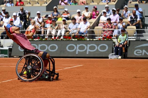 joie de Tokito Oda (Jpn) TENNIS : Roland Garros 2023 - Finale Hommes Wheelchair - Paris - 10 06 2023 JBAutissier Panoramic 