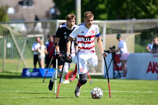 Sportart I Mixed I Saison 2022 2023 I Amputierten-Fußball Bundesliga I 3. Spieltag I SG Nord-Ost Fortuna Düsseldorf I 10.06.2023 Jonas Lappe (10, Fortuna Düsseldorf) Hamburg Paul-Hauenschild-Sportanlage Schleswig-Holstein Deutschland