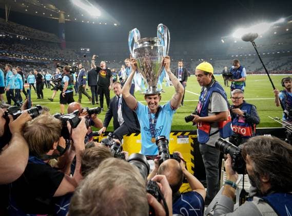 John Stones of Man City with the winning trophy during the UEFA Champions League final match between Manchester City and Internazionale at The Ataturk Olympic Stadium, Istanbul, Turkey on 10 June 2023. Copyright: xAndyxRowlandx PMI-5585-0031