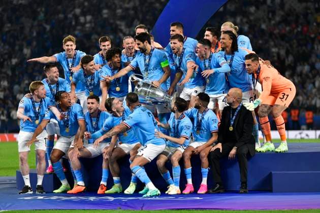 Manchester City win the UEFA Champions League final, Istanbul, Turkey Istanbul, Turkey. 10th, June 2023. Captain Ilkay Gundogan of Manchester City can raise the trophy as the winner of the UEFA Champions League final between Manchester City and Inter at the Atat?rk Stadium in Istanbul. Istanbul Turkey  Copyright: xGonzalesxPhoto TommasoxFimianox