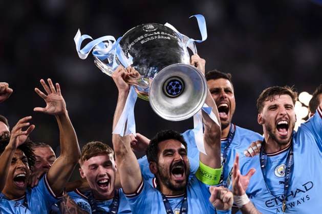 Manchester City FC v FC Internazionale - UEFA Champions League Ä°lkay Gundogan of Manchester City FC lifts the trophy at the end of the UEFA Champions League final football match between Manchester City FC and FC Internazionale. Istanbul Turkey Copyright: xNicolòxCampox