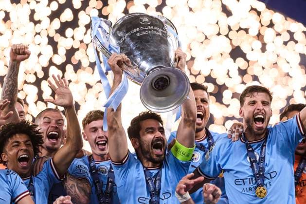 Manchester City FC v FC Internazionale - UEFA Champions League Ä°lkay Gundogan of Manchester City FC lifts the trophy at the end of the UEFA Champions League final football match between Manchester City FC and FC Internazionale. Istanbul Turkey Copyright: xNicolòxCampox