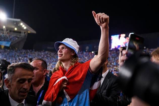 Manchester City FC v FC Internazionale - UEFA Champions League Erling Haaland of Manchester CIty FC celebrates at the end of the UEFA Champions League final football match between Manchester City FC and FC Internazionale. Istanbul Turkey Copyright: xNicolòxCampox