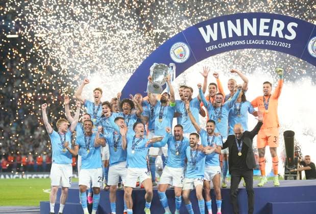 The 2023 UEFA Champions League Final match between Manchester City and Internazionale Milano Manchester City are crowned Champions of Europe and celebrate the title after the UEFA Champions League Final match between Manchester City and Internazionale Milano, at Atatürk Olympic Stadium on June 10, 2023 in Istanbul, Turkey. Istanbul Atatürk Olympic Stadium BaÅüakÅüehir Turkey Copyright: xAlexandraxFechetex _ADR1330
